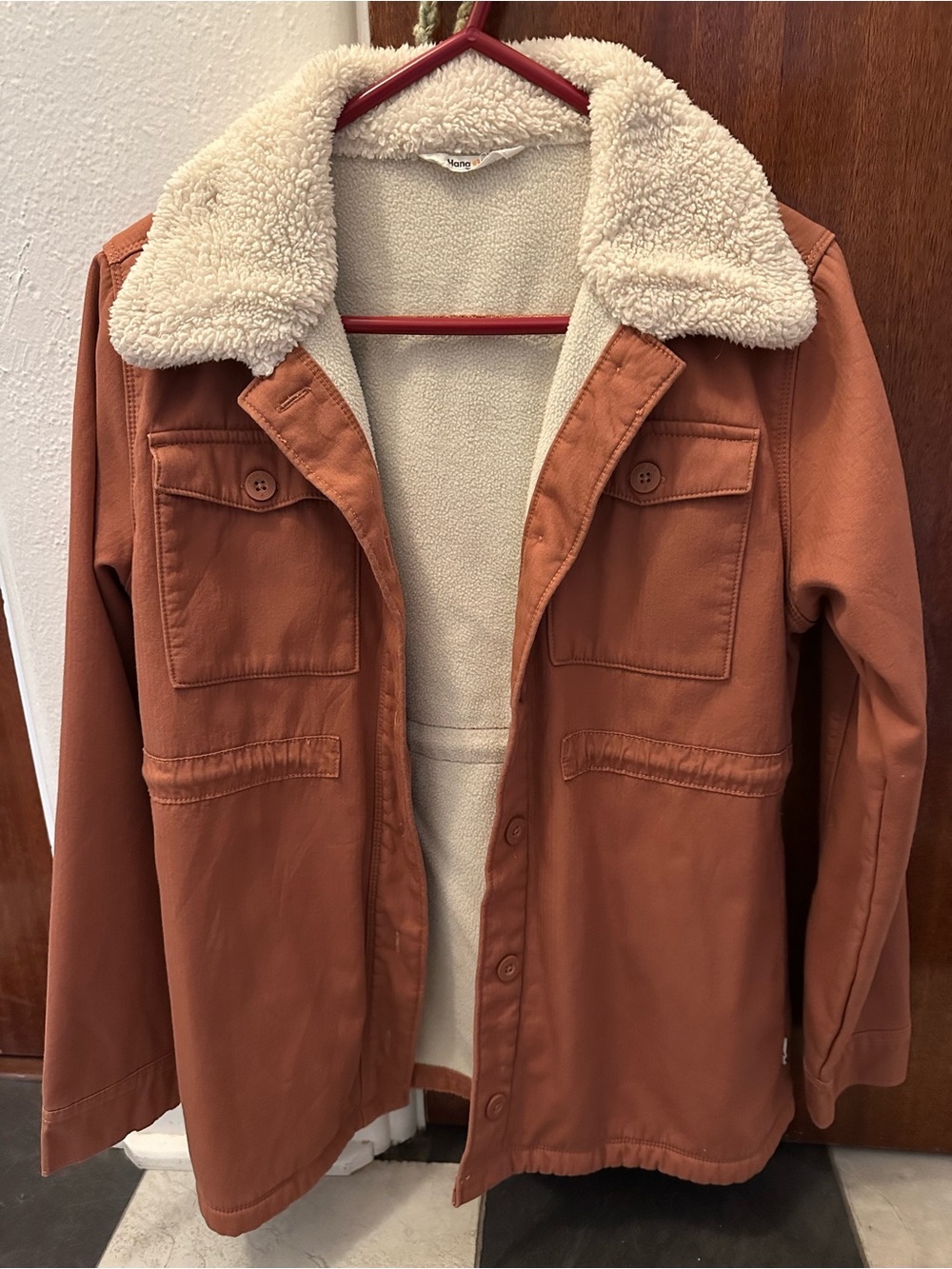 Hang Ten salmon pink Teddy Jacket with Cream Sherpa Collar